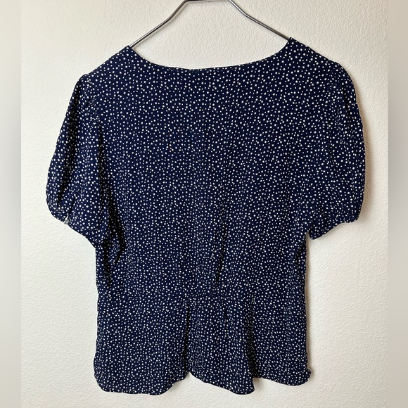 ~EUC~ J. Crew Navy Star Print V-Neck Peplum Blouse - Picture 4 of 8